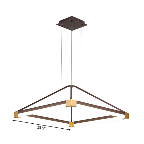Contemporary Led Acrylic Pyramid Pendant Chandelier - 18/23.5 Wide White/Coffee Hanging Lamp Fixture