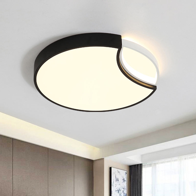 Contemporary Acrylic Led Circle Flush Mount Ceiling Light In Black - Warm White Neutral 16/19.5 Wide