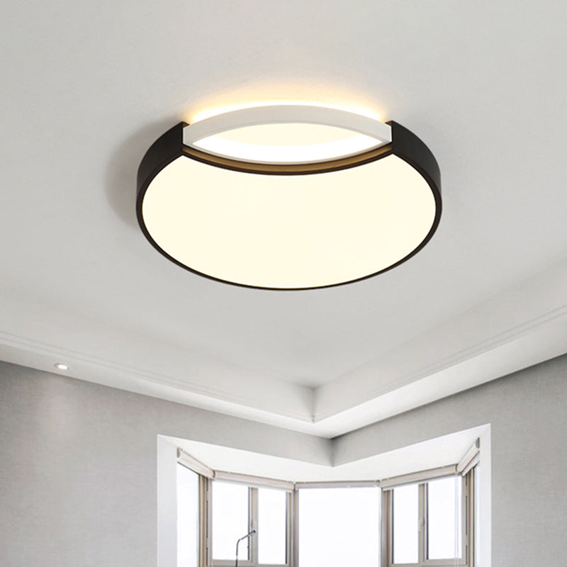 Contemporary Acrylic Led Circle Flush Mount Ceiling Light In Black - Warm White Neutral 16/19.5 Wide