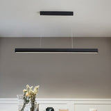 Modern Led Metal Linear Pendant Chandelier - 39’/47’ Wide Black Hanging Lamp Kit In