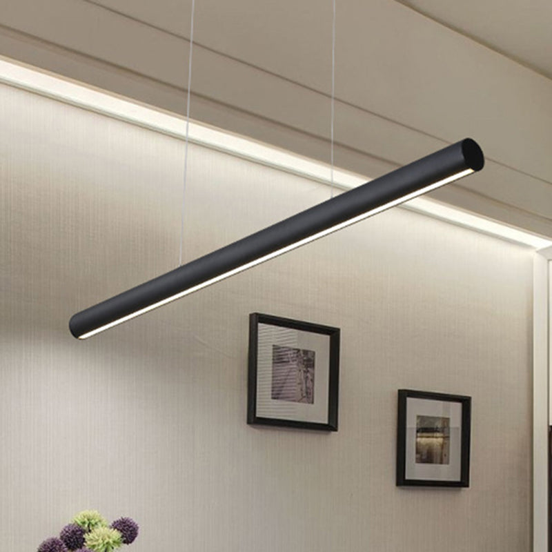 Modern Metal Linear Pendant Chandelier: Led 39/47 Wide Hanging Lamp Kit In Black With