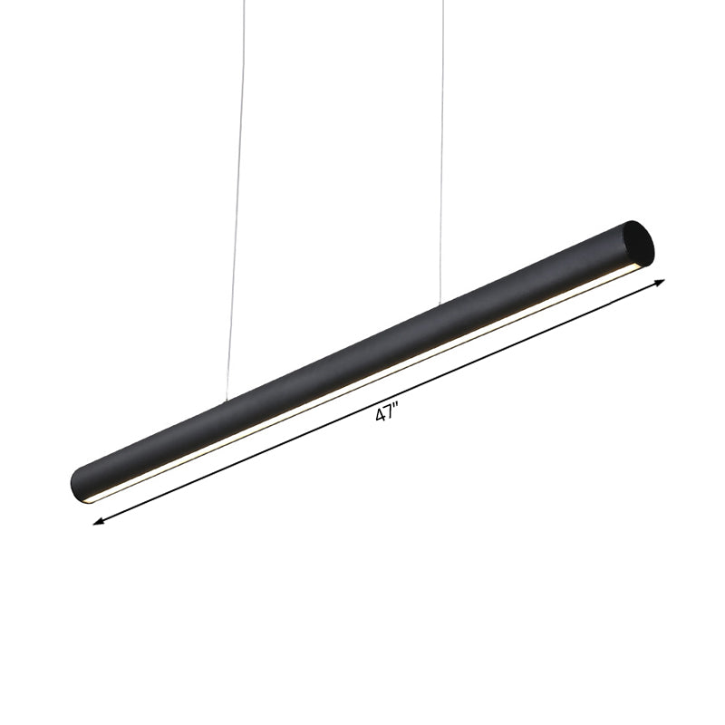 Modern Led Metal Linear Pendant Chandelier - 39’/47’ Wide Black Hanging Lamp Kit In