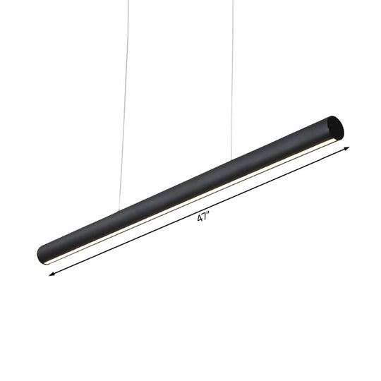 Modern Led Metal Linear Pendant Chandelier - 39’/47’ Wide Black Hanging Lamp Kit In