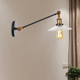 Vintage Clear Glass Ribbed Wall Lamp Saucer - Bronze/Brass/Copper Finish 1 Light Fixture 8/12 L Arm