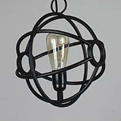 Antique Style Orbit Pendant Lighting Fixture - Black/Dark Rust Iron Dining Table Hanging Lamp