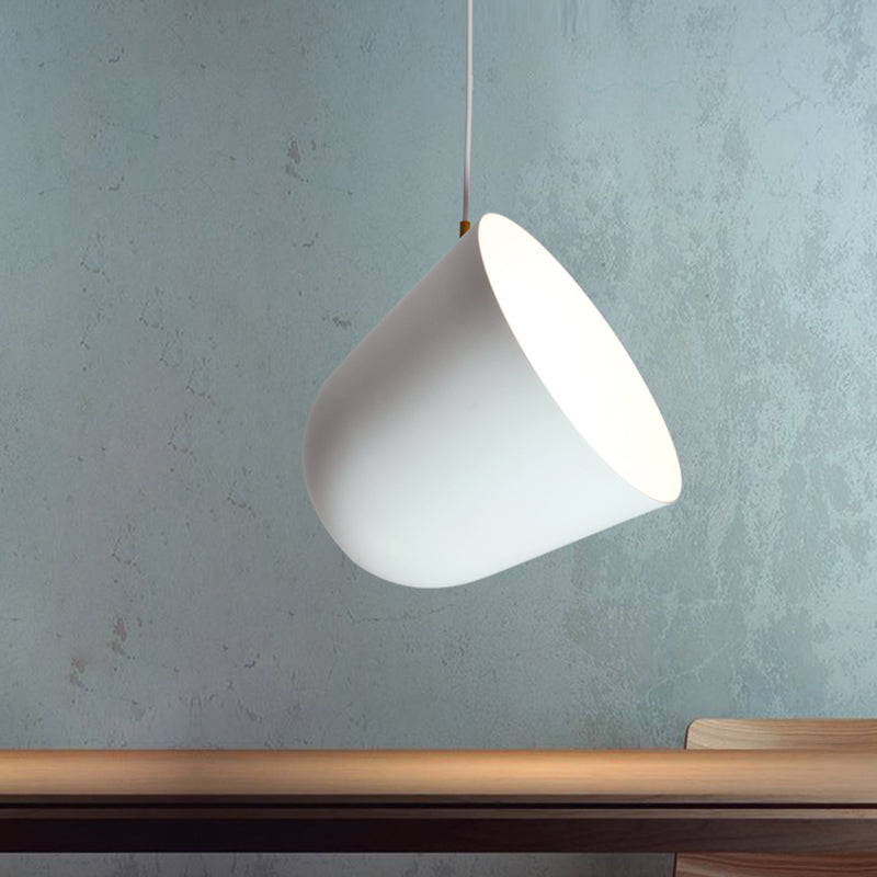 Modern 1-Head Ceiling Light With White Aluminum Dome Shade