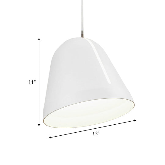 Modern 1-Head Ceiling Light With White Aluminum Dome Shade