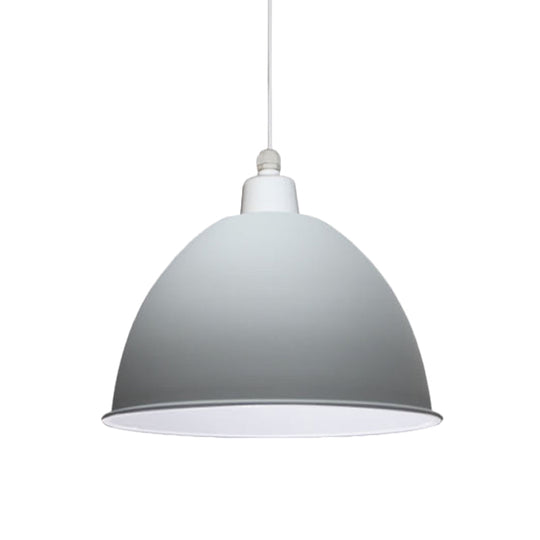 Nordic Style Hanging Pendant Lamp - Grey/Pink Suspended Light With Metal Dome Shade