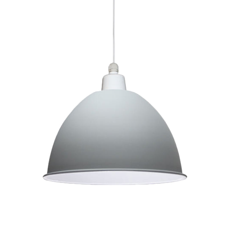 Nordic Style Grey/Pink Hanging Pendant Lamp With Metal Dome Shade - Ideal For Dining Room