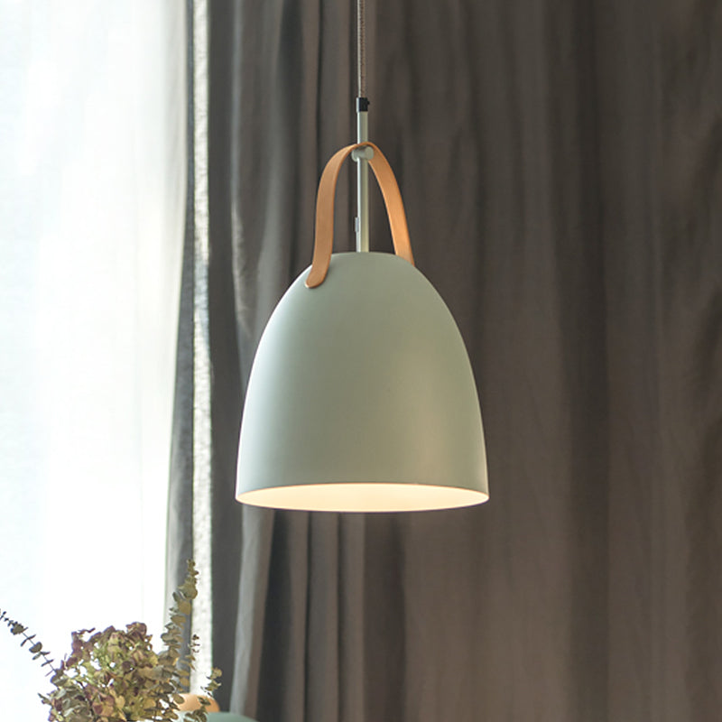 Modern Metallic Dome Down Ceiling Lamp - 1-Head Hanging Light For Living Room Green/White/Grey