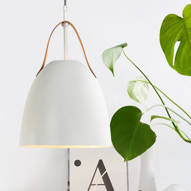 Modern Metallic Dome Down Ceiling Lamp - 1-Head Hanging Light For Living Room Green/White/Grey White