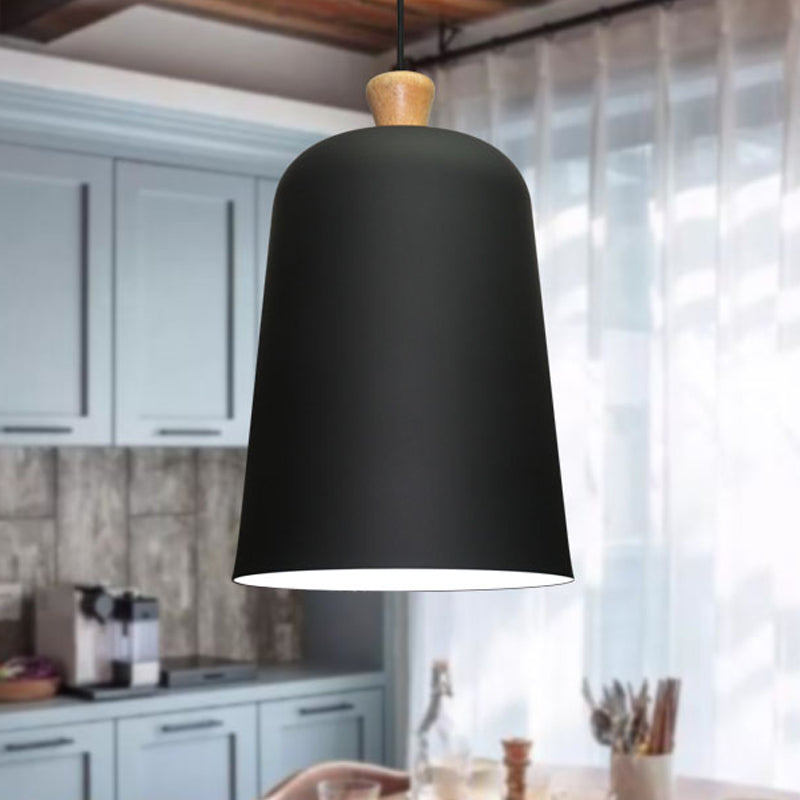 Pink/Grey/Black Bell Pendant Lamp - Modern Style 1-Bulb Aluminum Ceiling Light For Dining Room