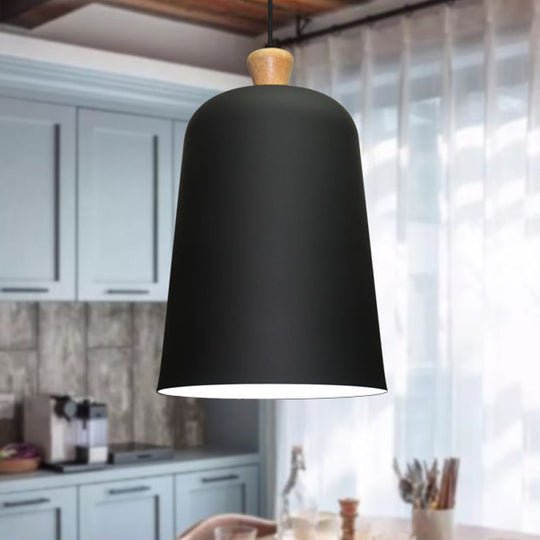 Pink/Grey/Black Bell Pendant Lamp - Modern Style 1-Bulb Aluminum Ceiling Light For Dining Room