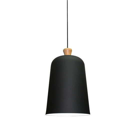 Pink/Grey/Black Bell Pendant Lamp - Modern Style 1-Bulb Aluminum Ceiling Light For Dining Room