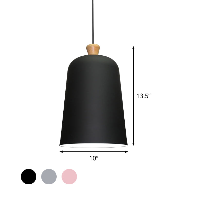 Pink/Grey/Black Bell Pendant Lamp - Modern Style 1-Bulb Aluminum Ceiling Light For Dining Room