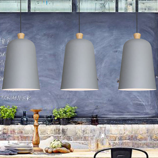 Pink/Grey/Black Bell Pendant Lamp - Modern Style 1-Bulb Aluminum Ceiling Light For Dining Room
