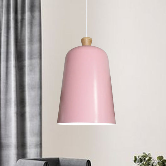 Pink/Grey/Black Bell Pendant Lamp - Modern Style 1-Bulb Aluminum Ceiling Light For Dining Room