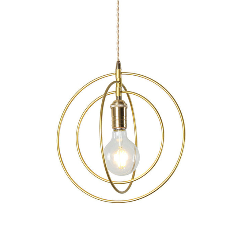 Minimalist Gold Hanging Pendant Lamp Fixture With 1 Light For Living Room