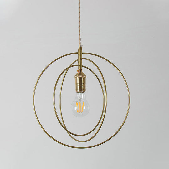 Minimalist Gold Hanging Pendant Lamp Fixture With 1 Light For Living Room