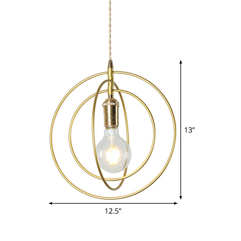 Minimalist Gold Hanging Pendant Lamp Fixture With 1 Light For Living Room