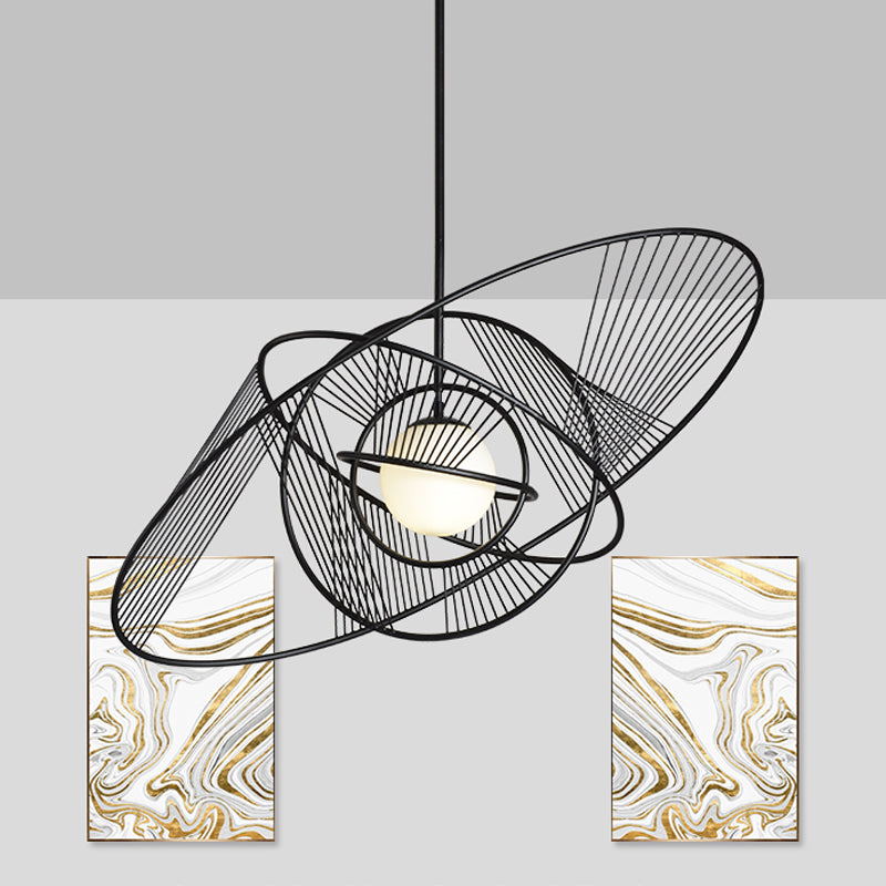 Modern Black Iron Hanging Lamp Kit For Living Room With 1 Light