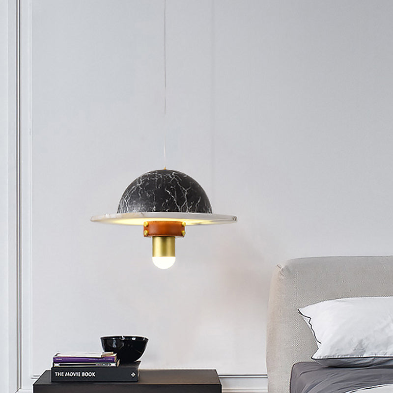 Modernist Led Marble Airship Pendant Ceiling Light - Black Ideal For Bedrooms