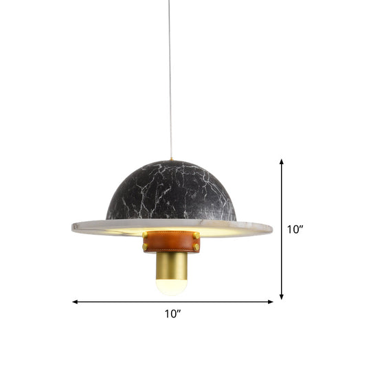 Modernist Led Marble Airship Pendant Ceiling Light - Black Ideal For Bedrooms
