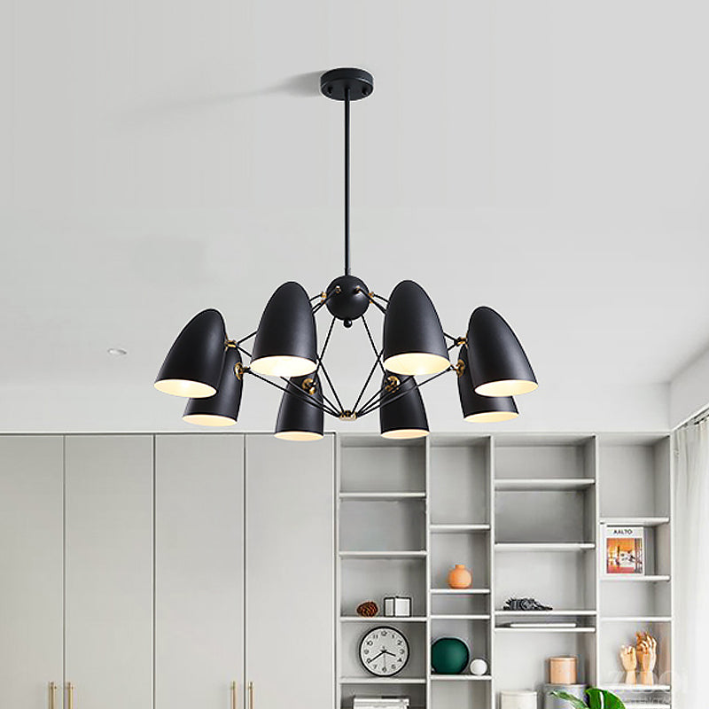 Contemporary Bullet Chandelier Pendant Light - Metal 8-Head Hanging Lamp For Bedroom In Black/White