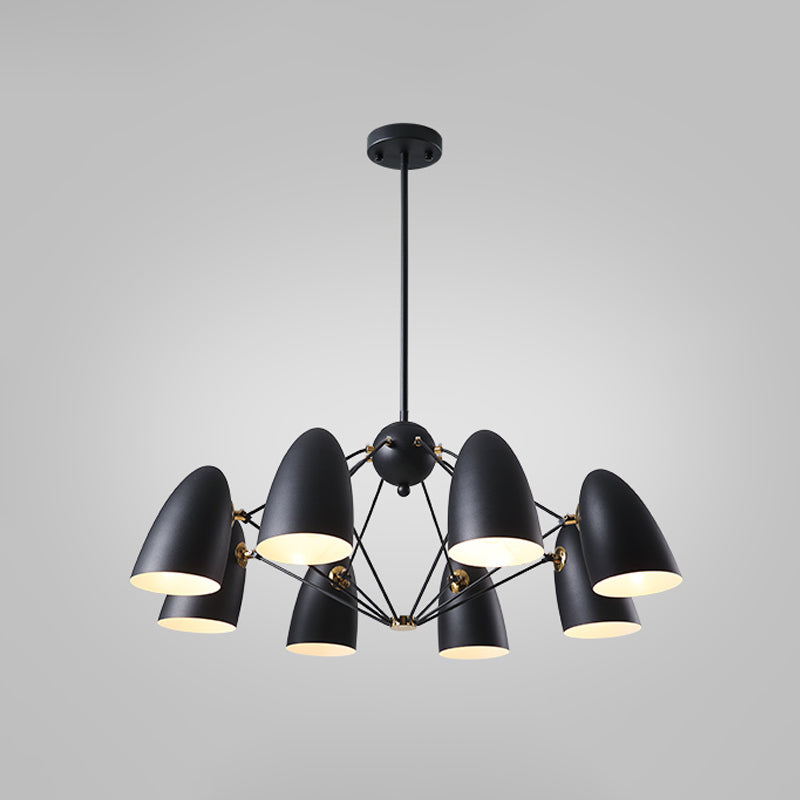 Contemporary Bullet Chandelier Pendant Light - Metal 8-Head Hanging Lamp For Bedroom In Black/White