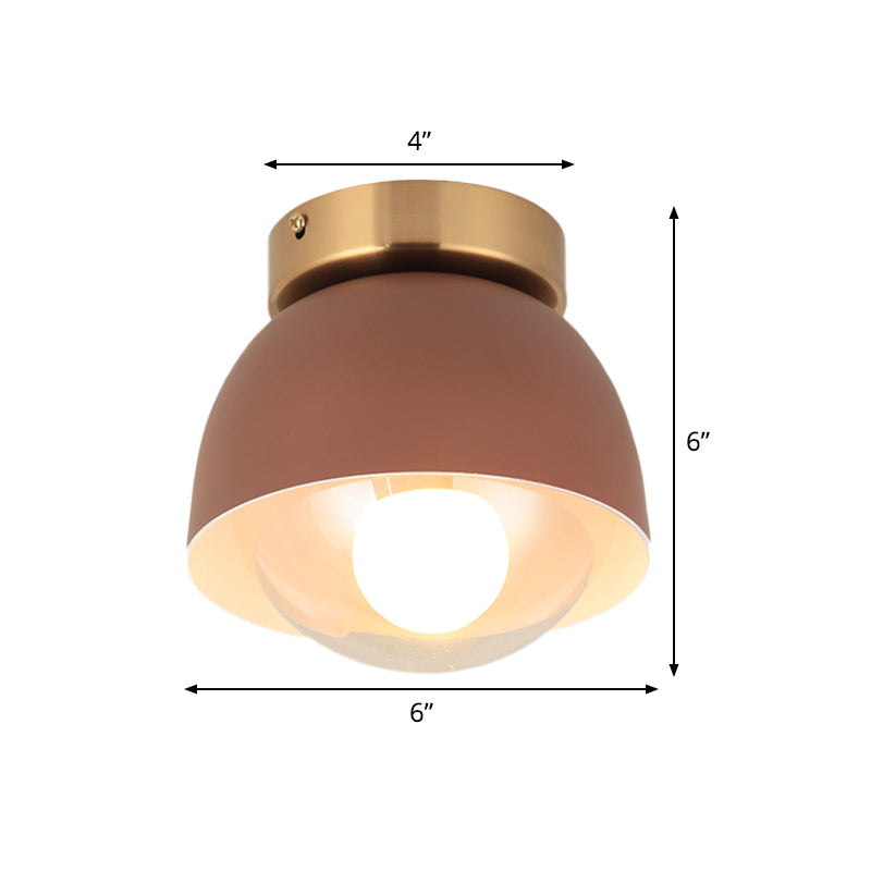 Modern Iron Dome Flush Mount Ceiling Lamp With 1 Head Lighting - Coffee Shade
