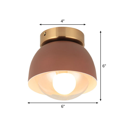 Modern Iron Dome Flush Mount Ceiling Lamp With 1 Head Lighting - Coffee Shade