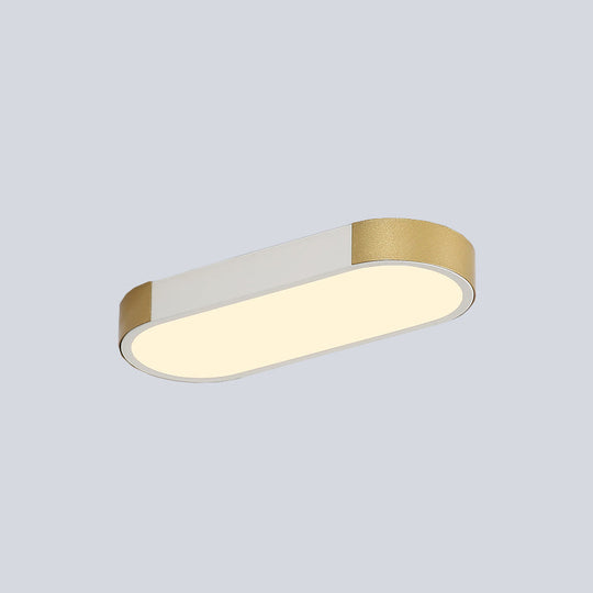 Modern Rectangular Corridor Led Ceiling Flush Mount - Metallic Flushmount Lighting In White/Gold Or
