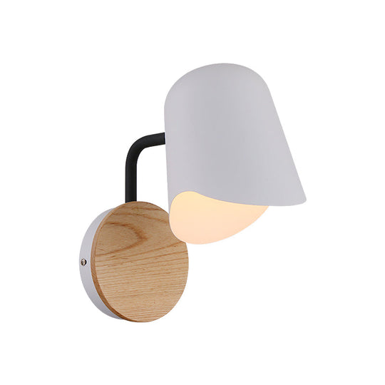 Nordic Metal Wall Sconce With Right Angle Arm And 1-Light White/Black Finish