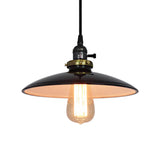 Vintage Metal Flared Hanging 1-Light Pendant Lamp For Balcony Ceiling In White/Black