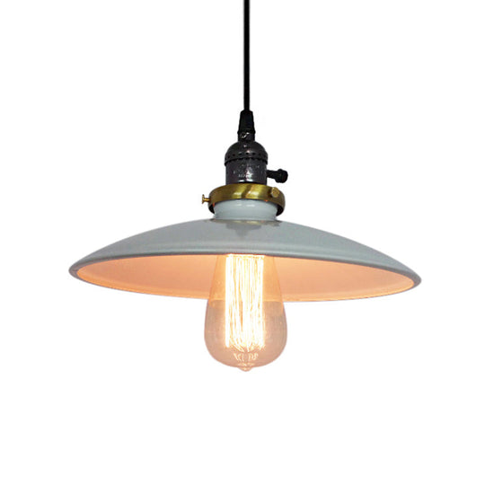 Vintage Metal Flared Hanging Pendant Lamp – 1-Light Ceiling Light For Balcony In White/Black