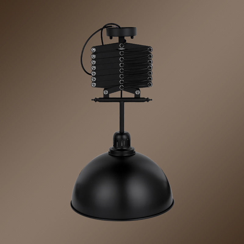 Antiqued Dome Pendant Ceiling Lamp - Telescopic Metallic Design Perfect For Restaurants 1 Bulb