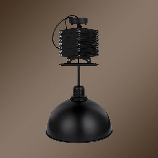 Antiqued Dome Pendant Ceiling Lamp - Telescopic Metallic Design Perfect For Restaurants 1 Bulb