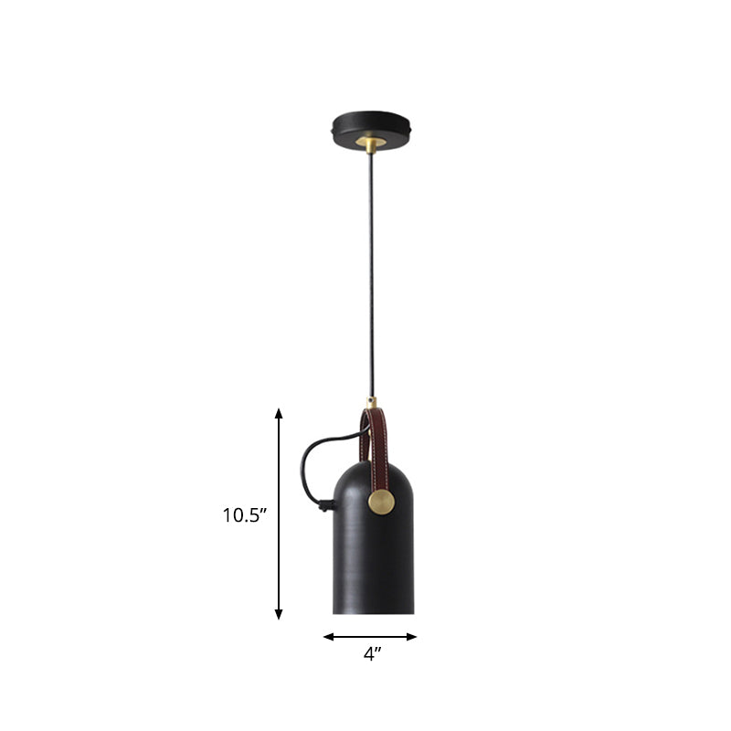 Antiqued Iron Hanging Lamp: Half Capsule With 1-Head & Handle - Black
