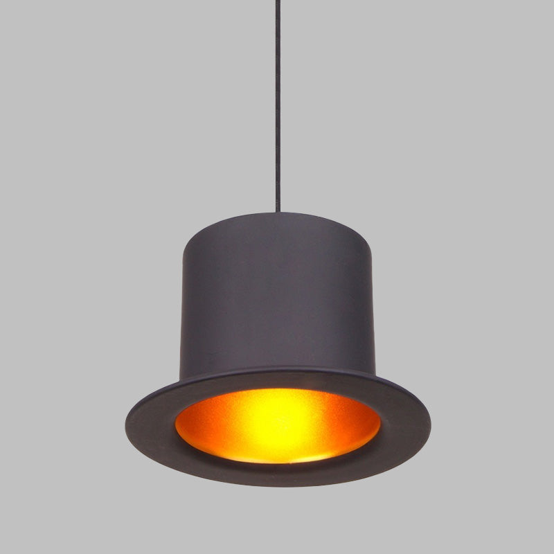 Antiqued Pendant Light Fixture With Hat Shape Metallic Shade - Perfect For Dining Rooms