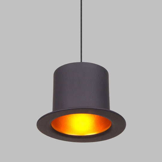 Antiqued Pendant Light Fixture With Hat Shape Metallic Shade - Perfect For Dining Rooms