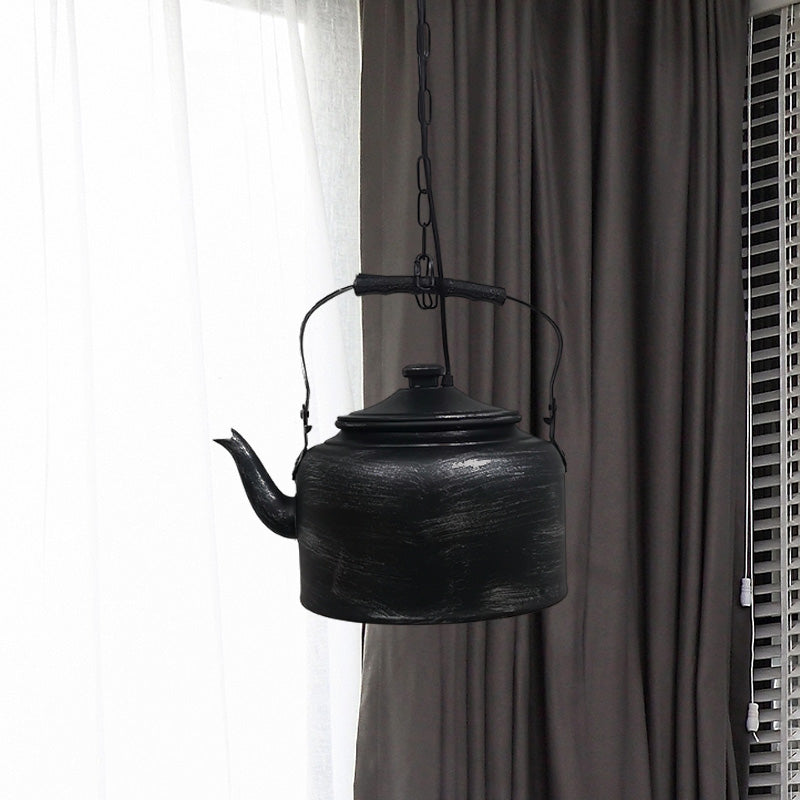 Vintage Metal Led Hanging Lamp For Teapot Restaurant - Black/Gold/Matte Black Finish