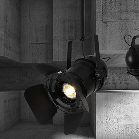 Art Deco Metallic Camera Shaped Pendant Lamp - Black Spotlight For Coffee House