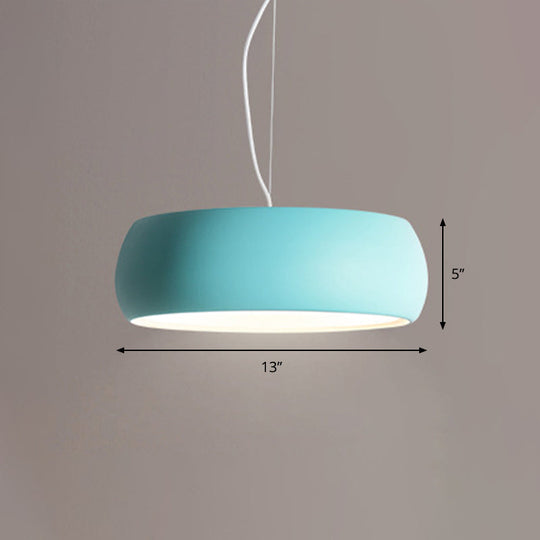 Metal Pendant Lighting With Diffuser - Blue Bowl Hanging Lamp Kit In 3 Sizes (10’/13’/17’)