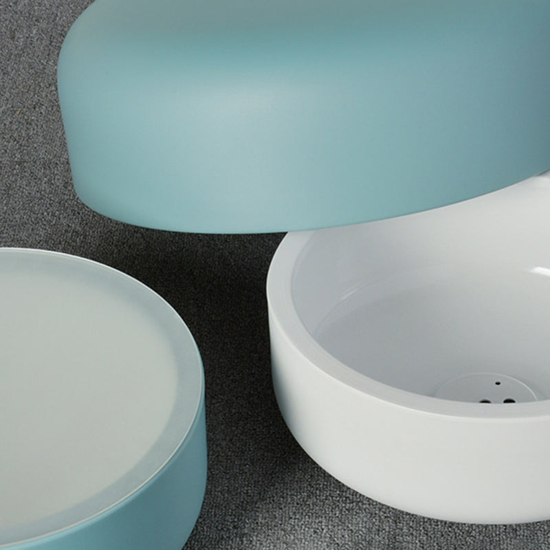 Macaron Blue Bowl Hanging Lamp Kit - 10/13/17 Wide Metal Pendant Light With Diffuser