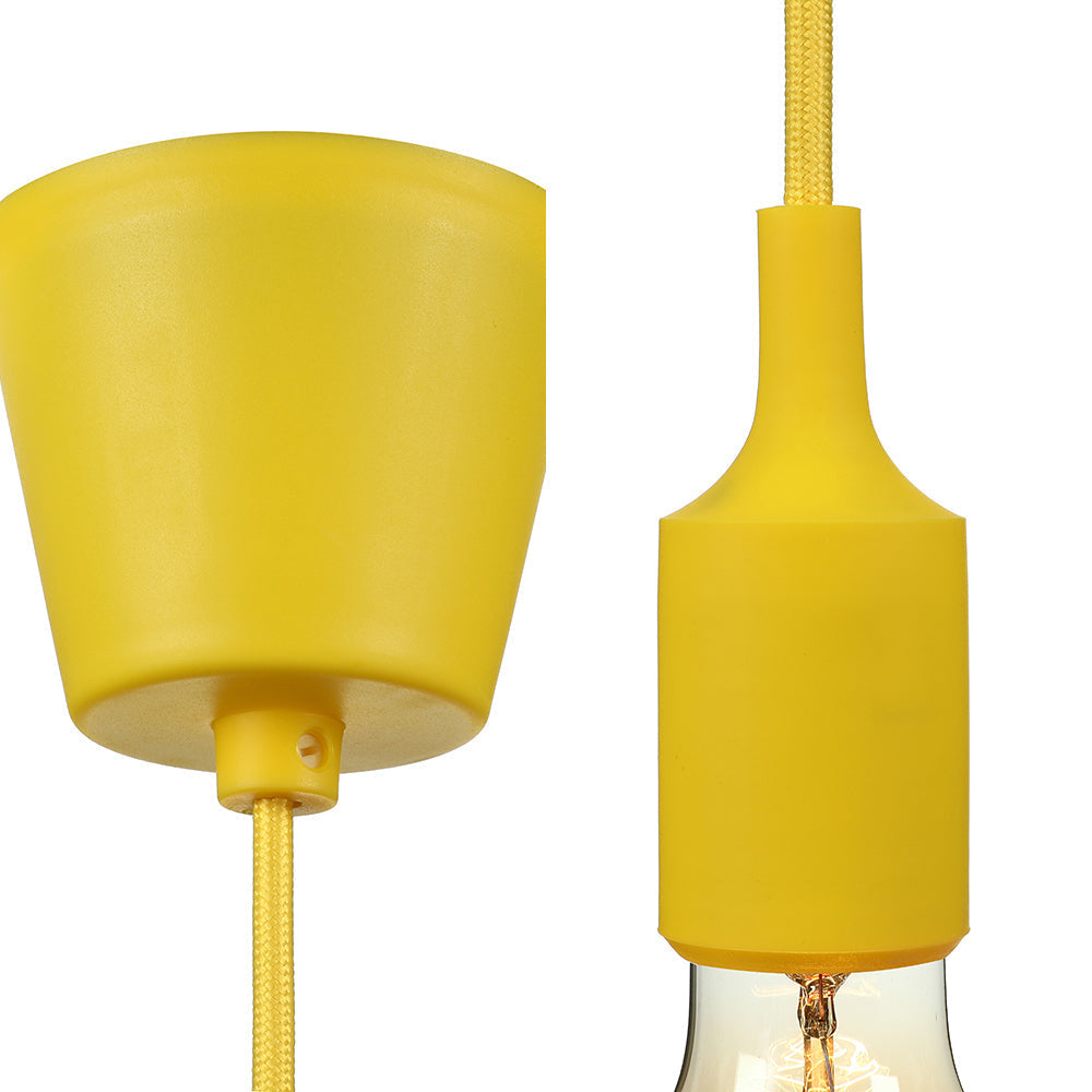 Industrial Pendant Lighting: Silica Gel Exposed Bulb 1 Head Adjustable Cord Black/White