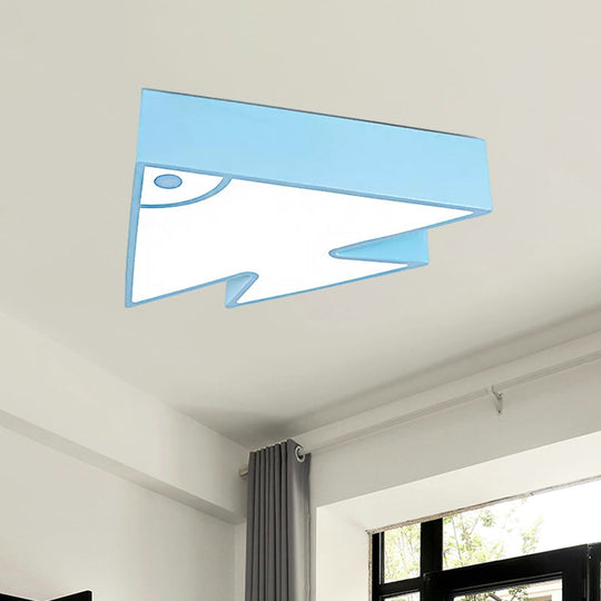 Kids’ Cartoon Triangle Fish Ceiling Lamp - Led Flush Mount Light For Child’s Bedroom Or Living Room