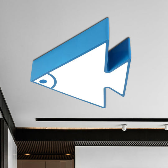 Kids’ Cartoon Triangle Fish Ceiling Lamp - Led Flush Mount Light For Child’s Bedroom Or Living Room