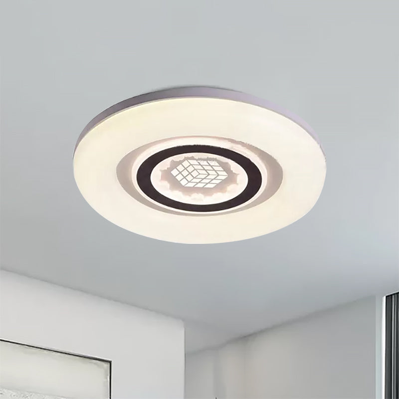 Modern White Flush Ceiling Light With Led And Acrylic For Corridor Bedroom