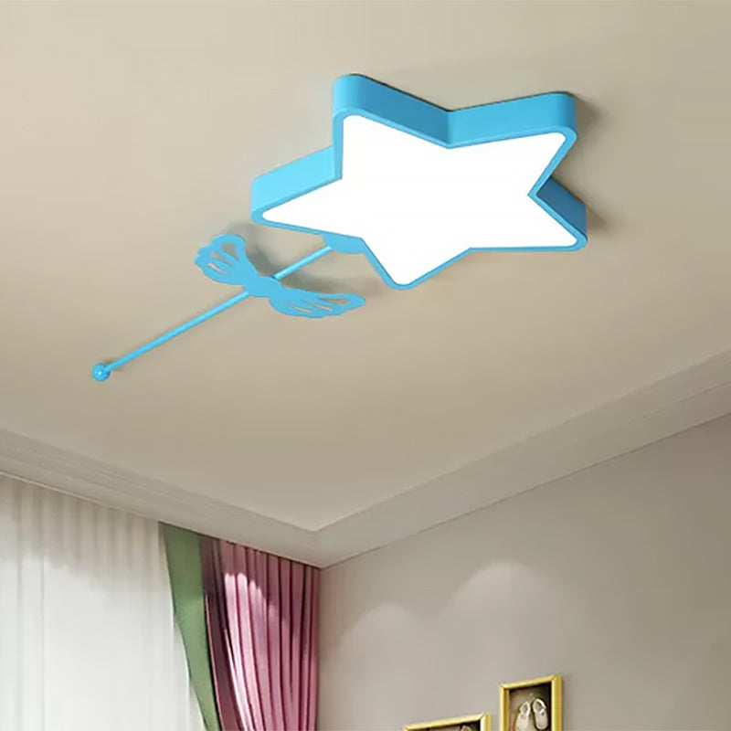 Star Acrylic Ceiling Light For Modern Kids Bedroom - Flush Mount Fixture