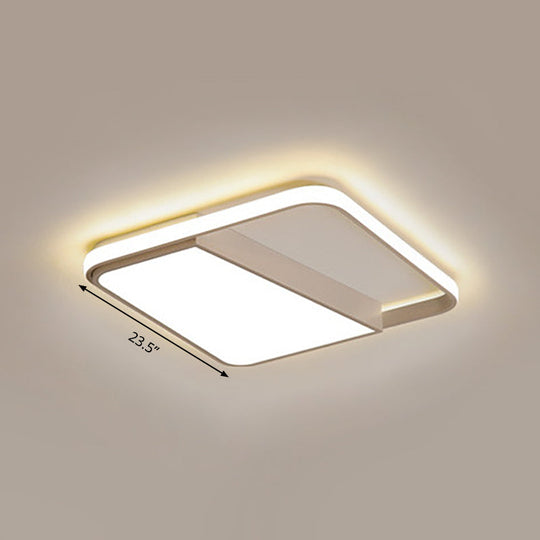 Modern Acrylic Led Box Ceiling Lamp In Warm/White Light - Remote Control Dimmable 16.5/19.5/23.5 W